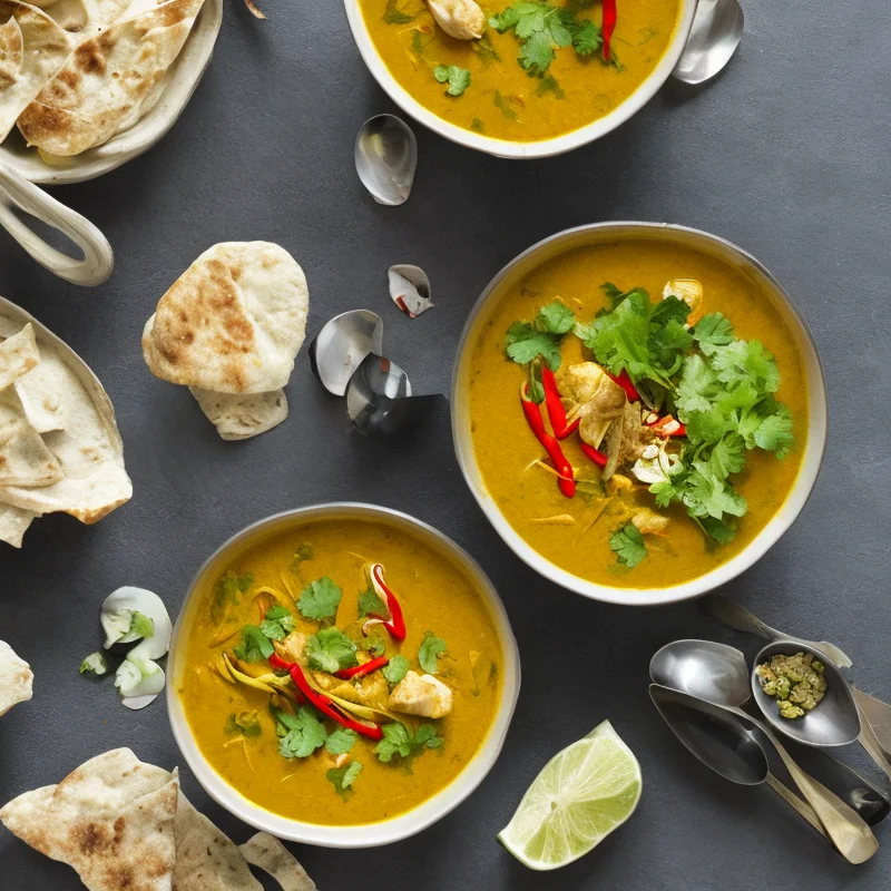 Indonesisk karrysuppe - Illustration - kan være AI genereret og afvige fra opskriften