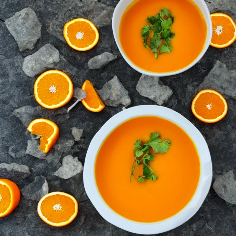 Orangesuppe - Illustration - kan være AI genereret og afvige fra opskriften