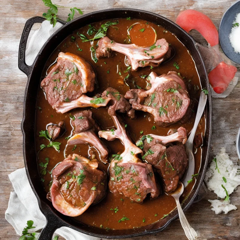Osso buco - Illustration - kan være AI genereret og afvige fra opskriften