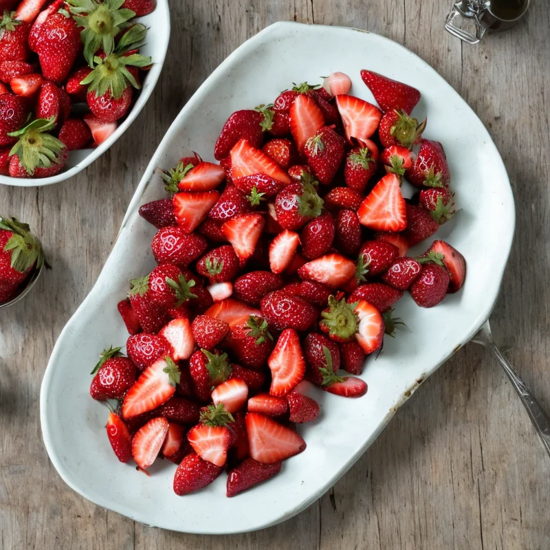 Jordbær med balsamico og fetaost - Illustration - kan være AI genereret og afvige fra opskriften