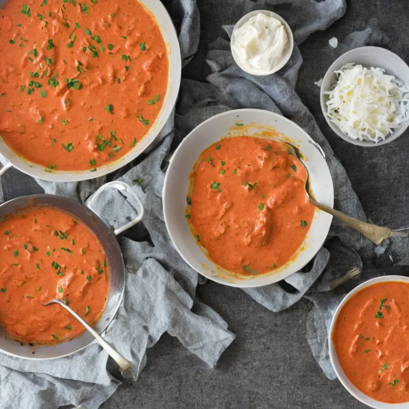 Efterligning af jensen's tomatflødesauce - Illustration - kan være AI genereret og afvige fra opskriften