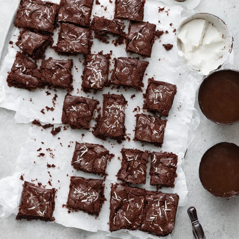 Kokos brownies - Illustration - kan være AI genereret og afvige fra opskriften