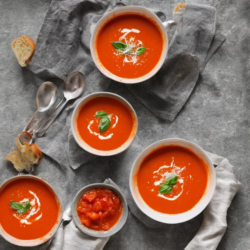 Tomatsuppe med pasta - Illustration - kan være AI genereret og afvige fra opskriften