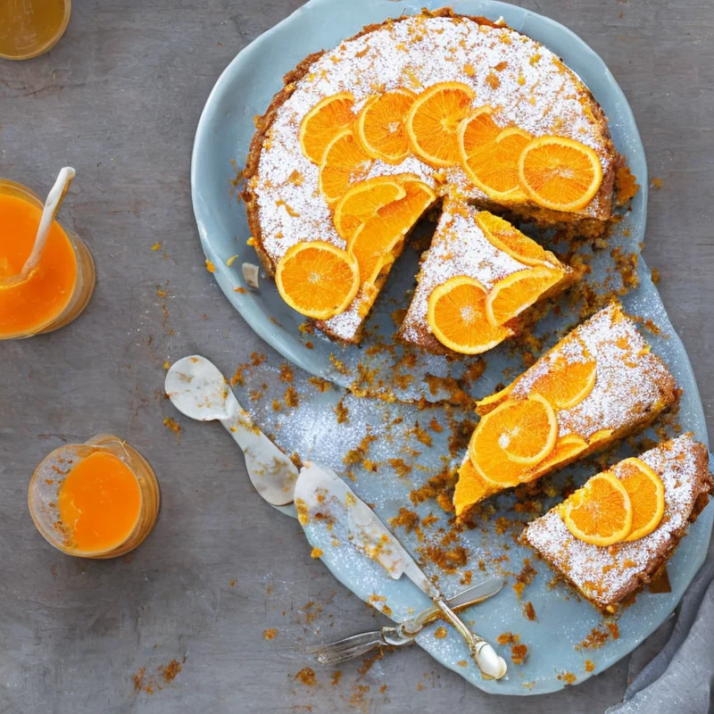 Gulerodskage med appelsinsaft - Illustration - kan være AI genereret og afvige fra opskriften