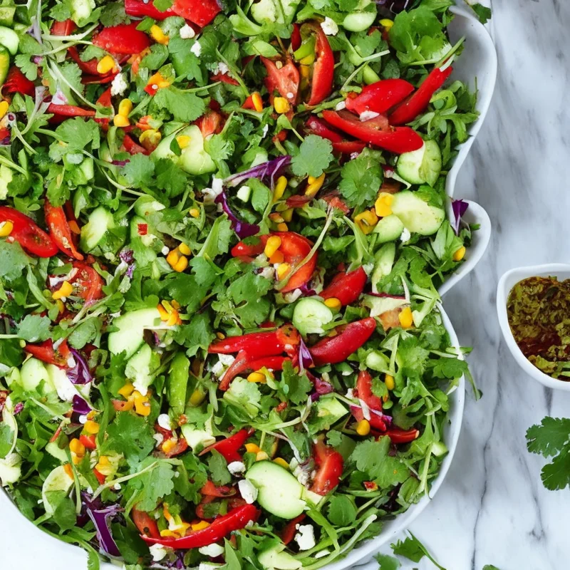 Sommersalat med chili og koriander - Illustration - kan være AI genereret og afvige fra opskriften