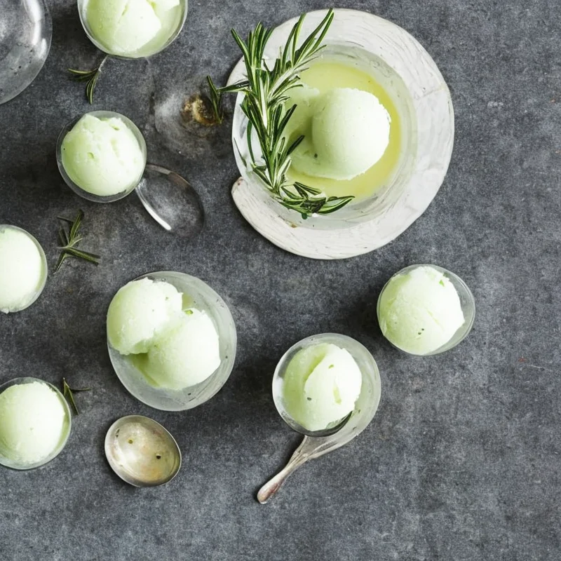 Rosmarin sorbet med hvidvin - Illustration - kan være AI genereret og afvige fra opskriften