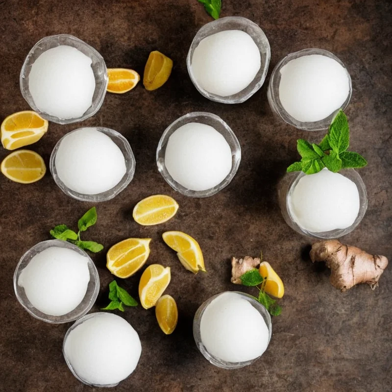 Ingefær sorbet med cognac - Illustration - kan være AI genereret og afvige fra opskriften