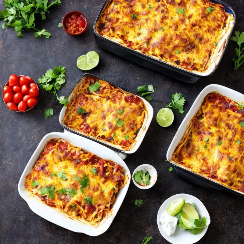 Mexicansk kyllingelasagne - Illustration - kan være AI genereret og afvige fra opskriften