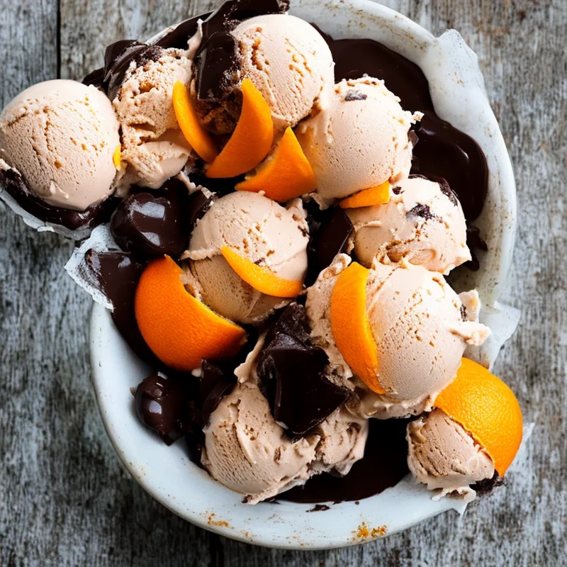 Orange og chokoladeis - Illustration - kan være AI genereret og afvige fra opskriften