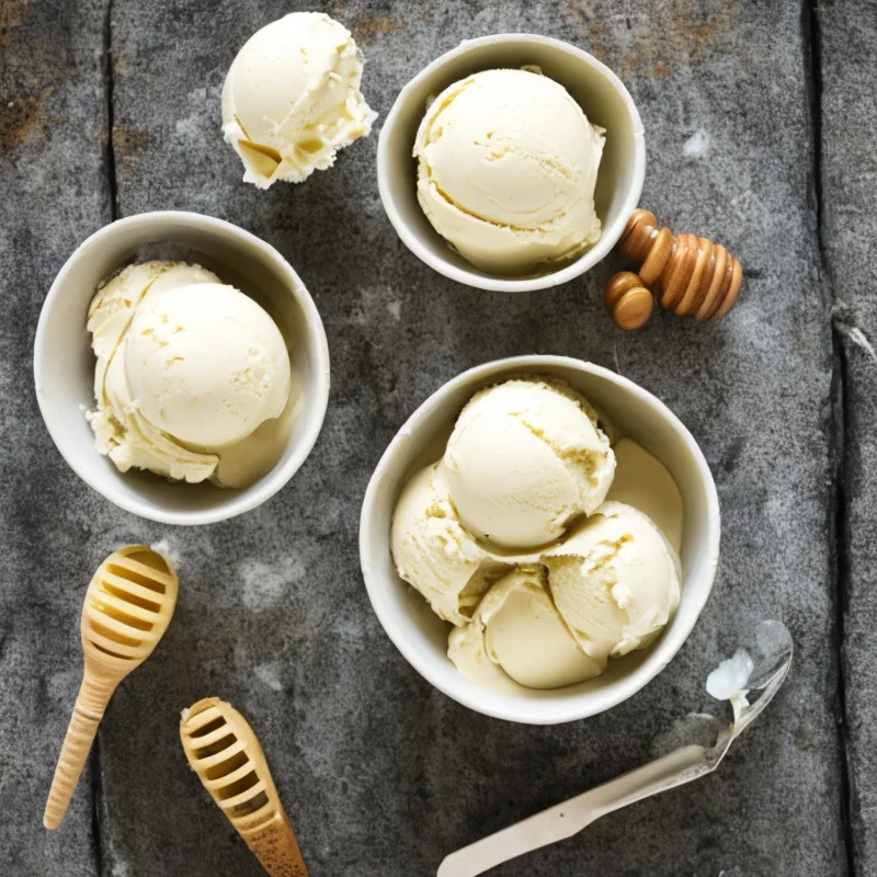 Hvid chokoladeis med akaciehonning - Illustration - kan være AI genereret og afvige fra opskriften