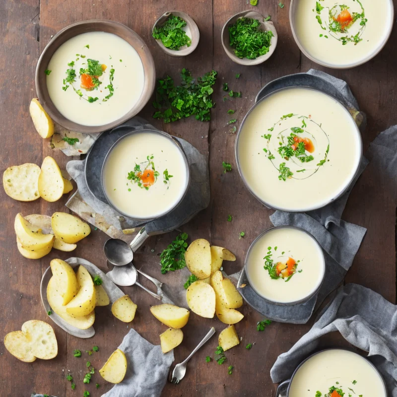 Kartoffelsuppe - Illustration - kan være AI genereret og afvige fra opskriften