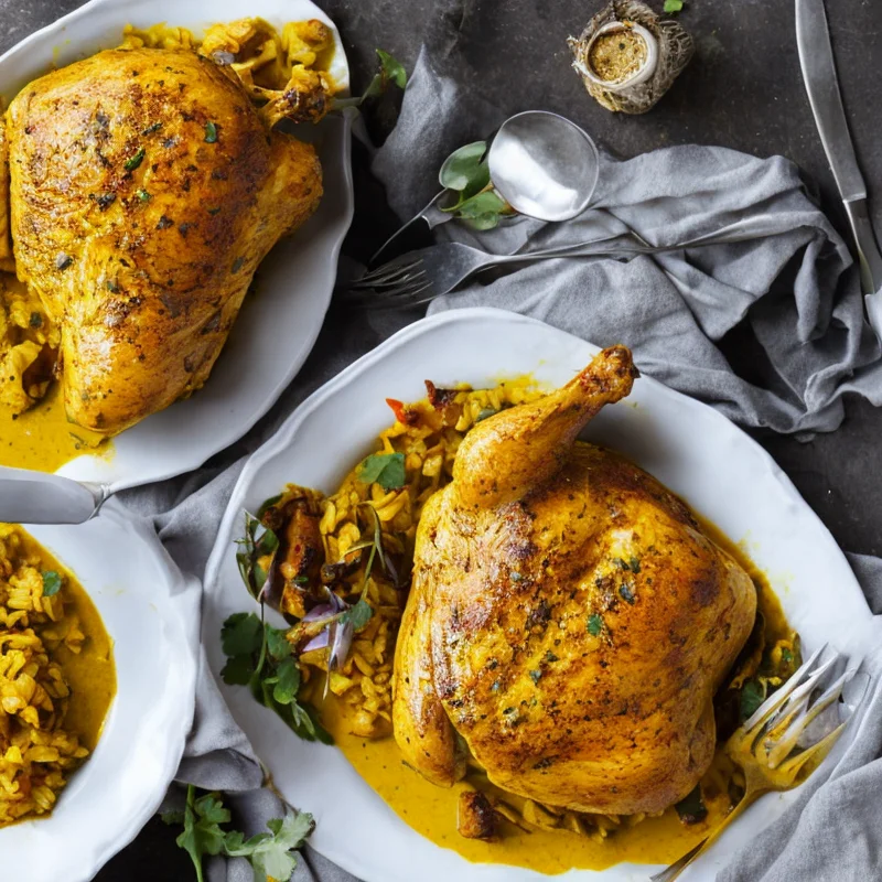 Karryristet kyllingebryst - Illustration - kan være AI genereret og afvige fra opskriften