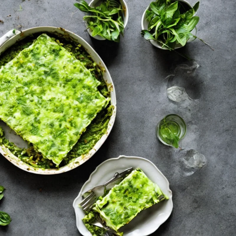 Grøn lasagne - Illustration - kan være AI genereret og afvige fra opskriften