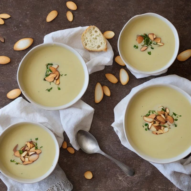 Mandelsuppe - Illustration - kan være AI genereret og afvige fra opskriften