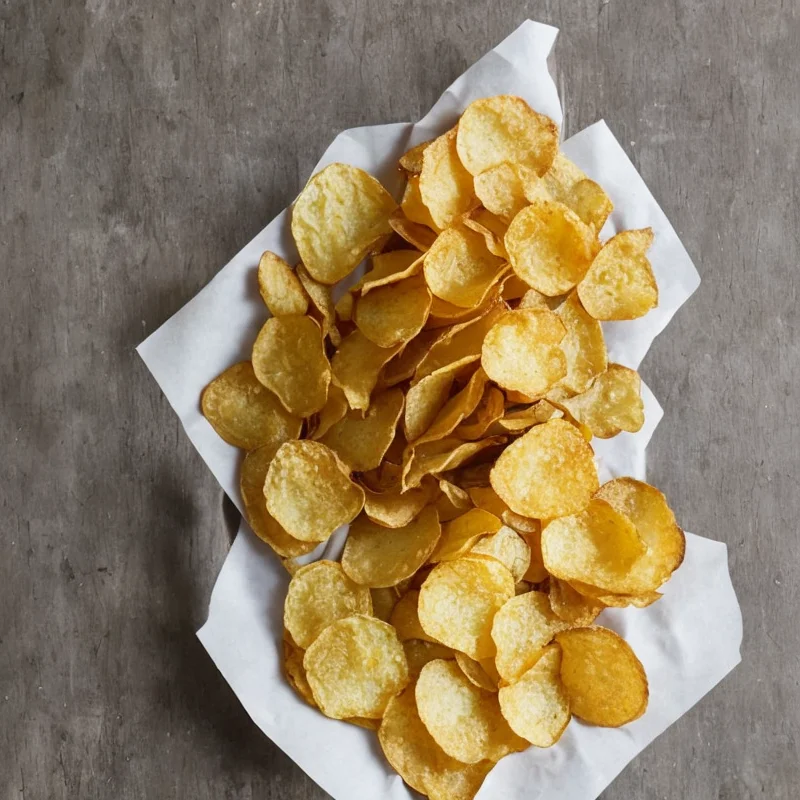 Sprøde saltede kartoffelchips - Illustration - kan være AI genereret og afvige fra opskriften