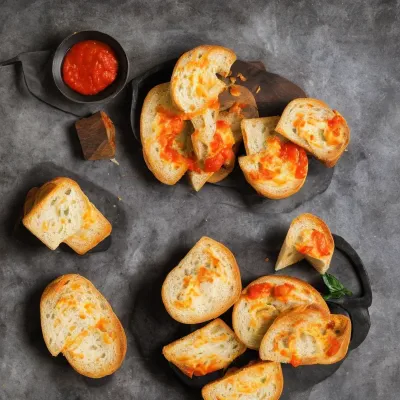 Varme ostebrød med tomatsauce
