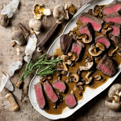 Dyresteaks med svampe