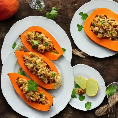 Papaya med krabbefyld