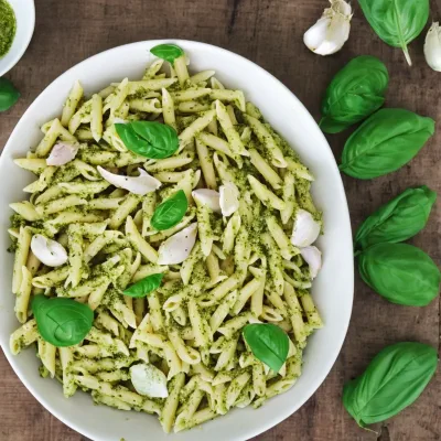 Pastasalat med hvidløg og pesto
