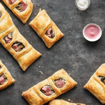 Butterdej med skinke og champignonfyld