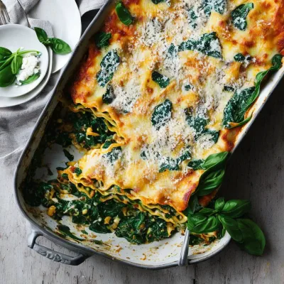 Vegetarlasagne med ricotta og spinat