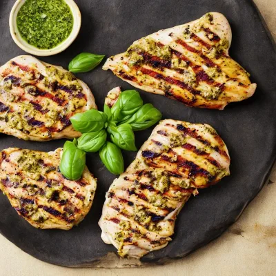 Grillet kyllingebryst med bacon og pesto