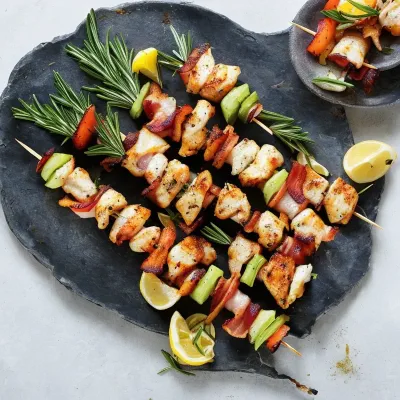 Fiskespid med rosmarin, ciabatta og bacon