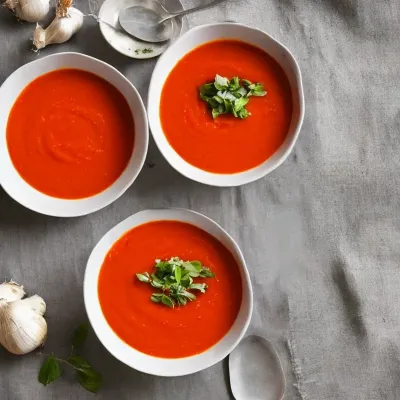 Stærk tomatsuppe med hvidløg og chili