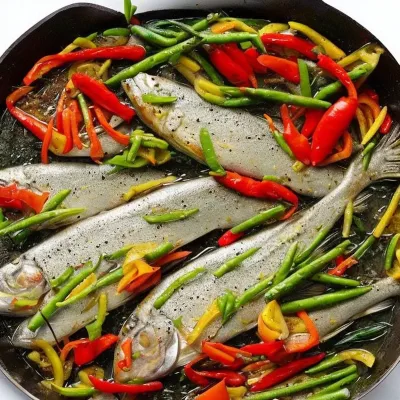 Ørred med hvidløg, chili og grønt